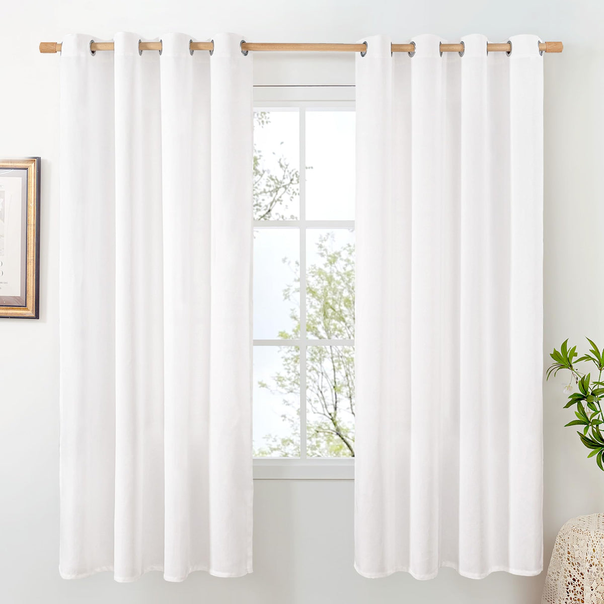 BGment Oatmeal Linen Curtains 84 Inch Length 2 Panels Set for Living Room