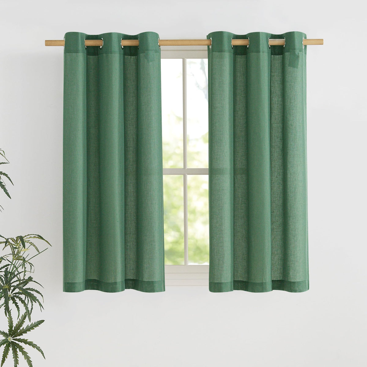 NICETOWN Natural Linen Curtains 84 inch Long 2 Panels Set, Grommet Top Thick Linen Burlap Semi Sheer Vertical Drapes Privacy Assured with Light Filtering for Bedroom/Living Room, W55 x L84