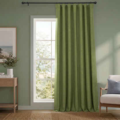 Faux Linen Curtains for Living Room (1 Panel) - 50W X 108L, Birch Taupe