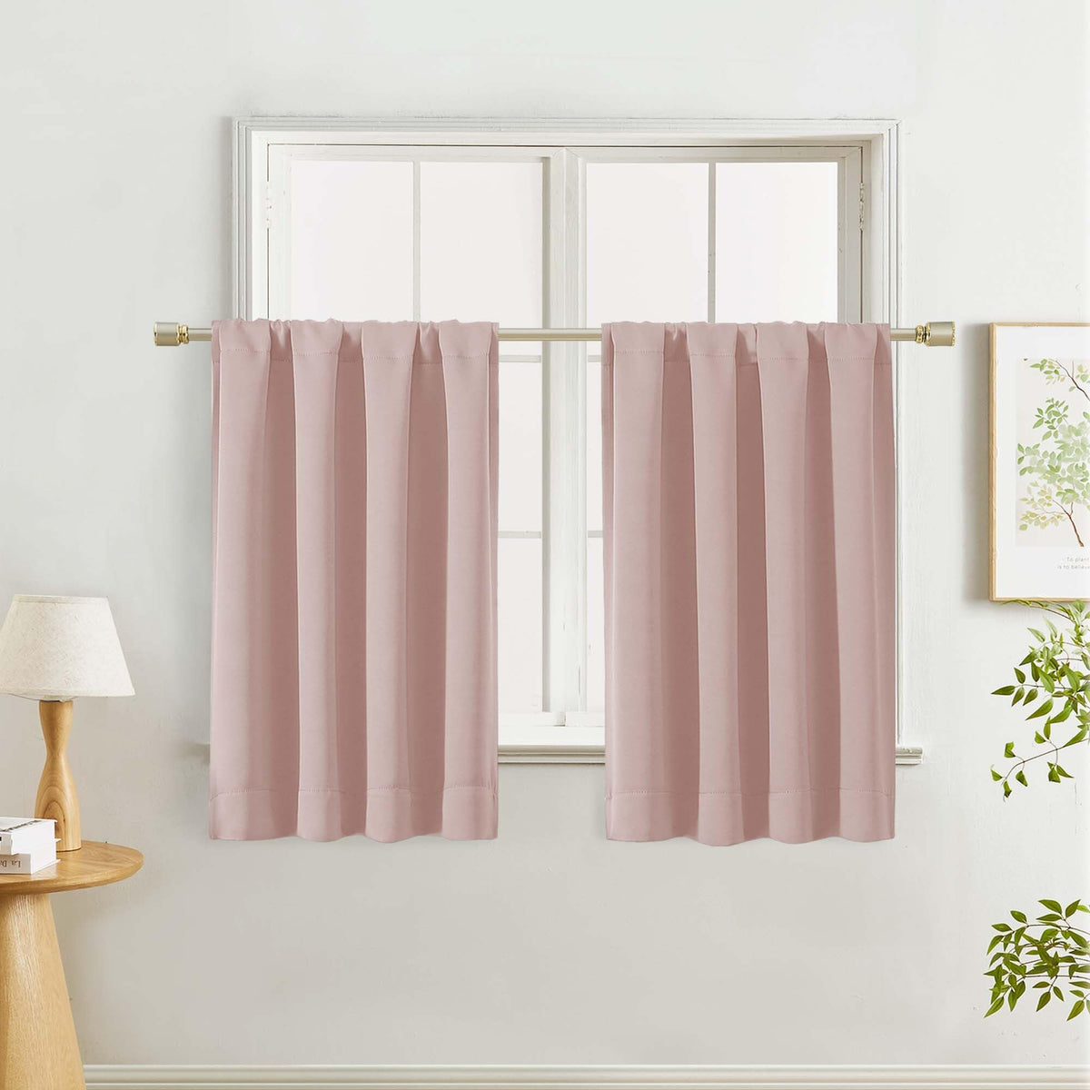 Lecloud Sage Green Room Darkening Curtains 54 Inch Length 2 Panels, Window Curtains for Bedroom, Energy Thermal Insulating Rod Pocket Curtain Drapes for Small Window, 40" W x 54" L