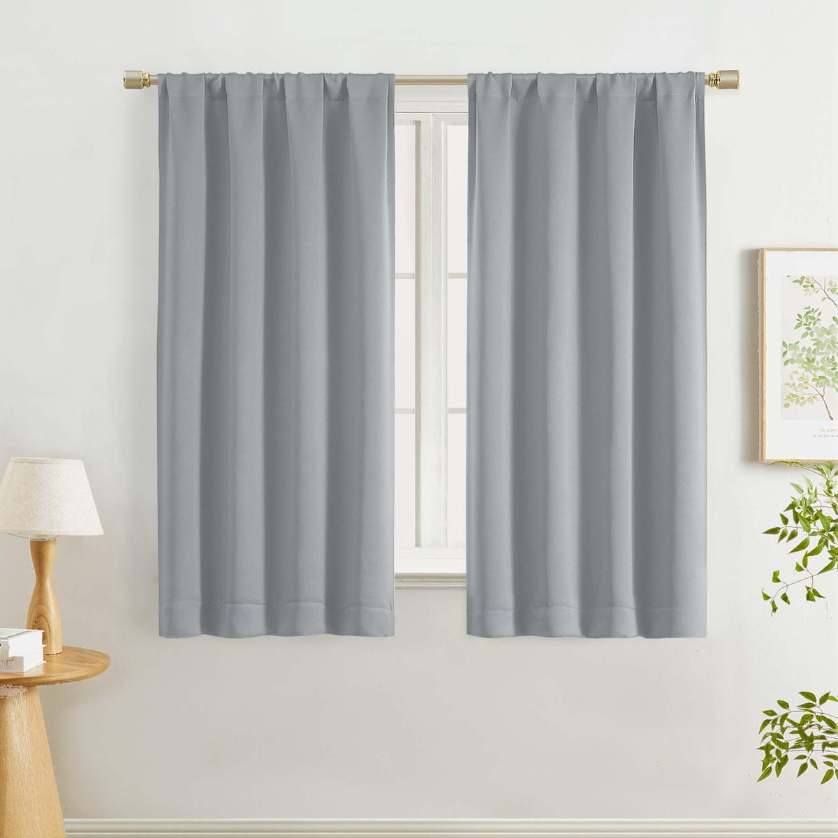Lecloud Sage Green Room Darkening Curtains 54 Inch Length 2 Panels, Window Curtains for Bedroom, Energy Thermal Insulating Rod Pocket Curtain Drapes for Small Window, 40" W x 54" L