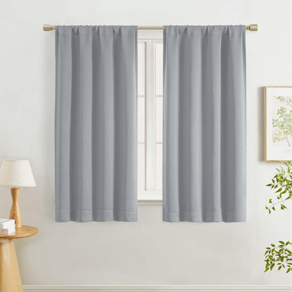 Lecloud Sage Green Room Darkening Curtains 54 Inch Length 2 Panels, Window Curtains for Bedroom, Energy Thermal Insulating Rod Pocket Curtain Drapes for Small Window, 40" W x 54" L