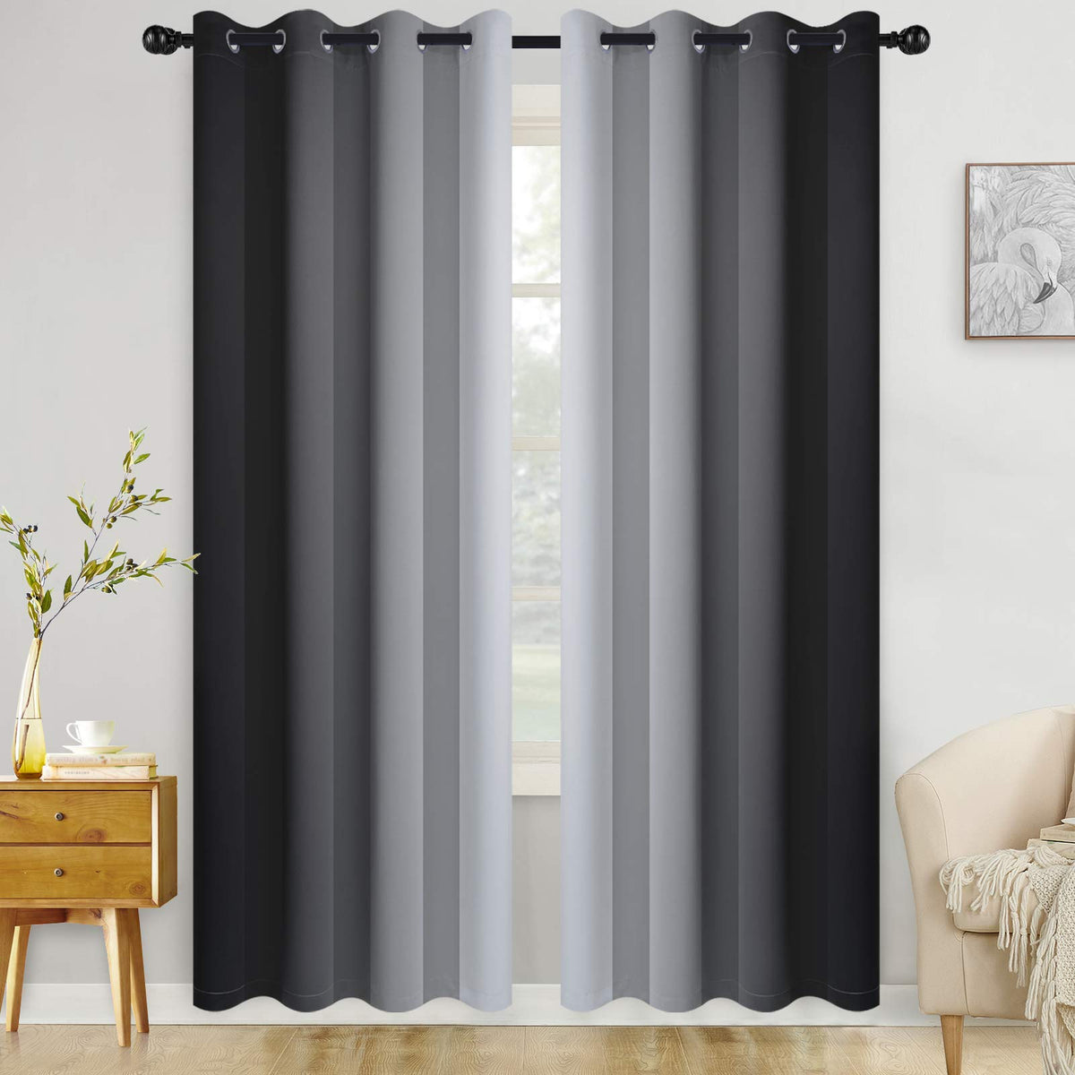 COSVIYA Grommet Room Darkening Ombre Purple Curtains W52xL63 inch