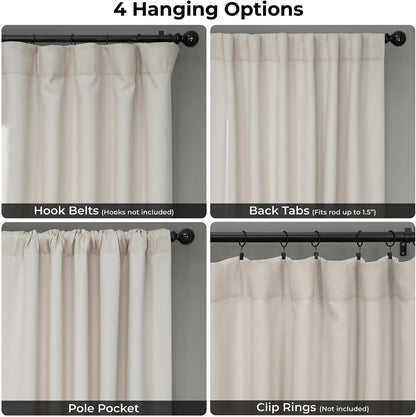 Faux Linen Curtains for Living Room (1 Panel) - 50W X 108L, Birch Taupe