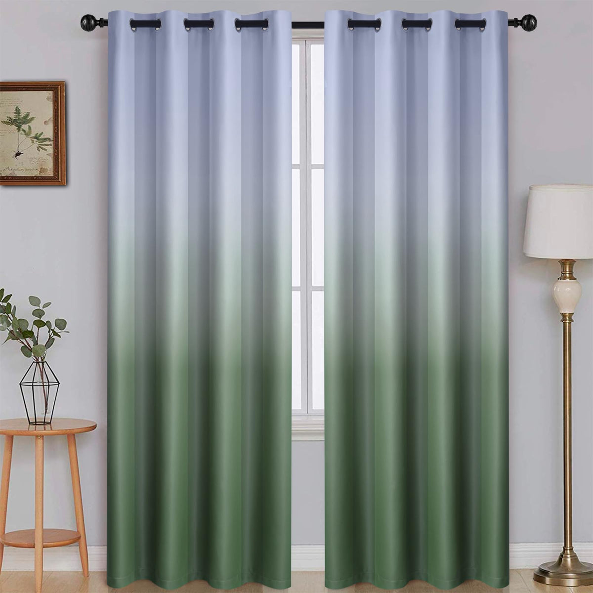 SimpleHome Ombre Black to Grey White Curtains for Living Room 52Wx84L