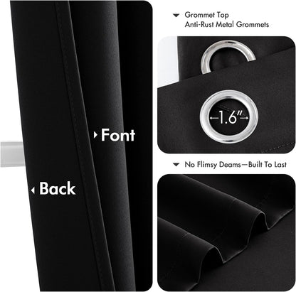 MIULEE Blackout Curtains for Bedroom 2 Panels 40 x 84 Inch Long Black