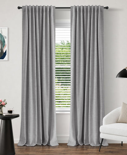 INOVADAY 100% Blackout Linen Curtains for Bedroom 50x84 Inches Cream