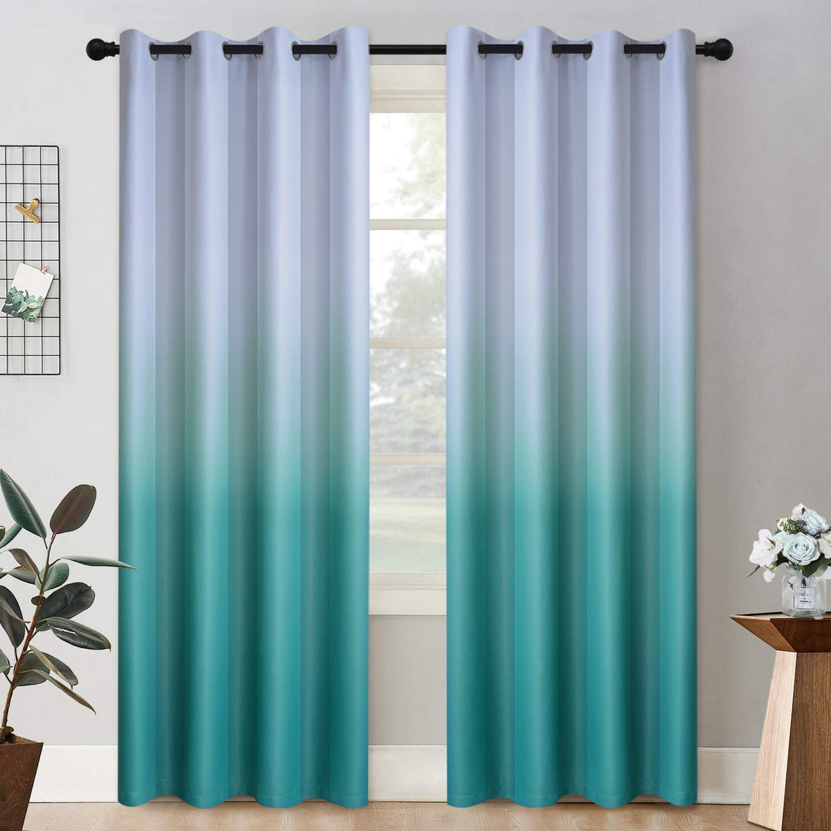 COSVIYA Grommet Room Darkening Ombre Purple Curtains W52xL63 inch