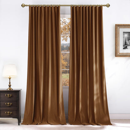NICETOWN Olive Green Velvet Blackout Curtains 84" Long, 52" Wide, 2 Panels