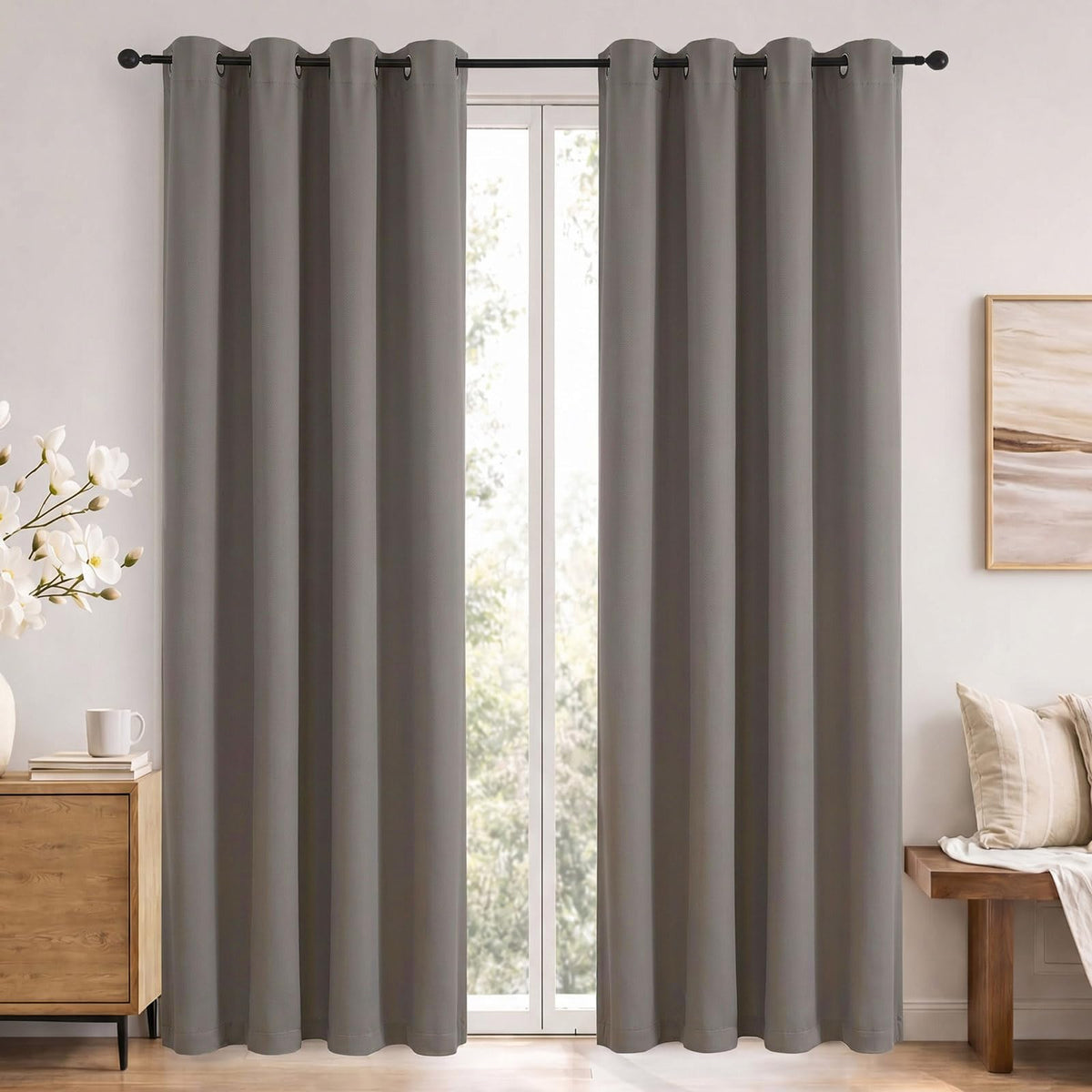 Simplebrand Sage Green Blackout Curtains 84 Inch Length 2 Panels Set for Bedroom/Living Room, Solid Room Darkening Thermal Insulated Grommet Energy Saving Window Treatment Drapes, Each 52" Wide