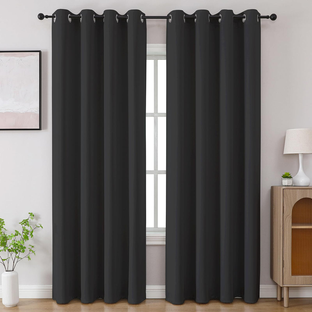 CUCRAF Beige Blackout Curtains 84 inch Length 2 Panels Set, Room Darkening Drapes for Living Room Bedroom, Thermal Insulated Light Blocking Grommet Window Curtain (W52 x L84 Inch)