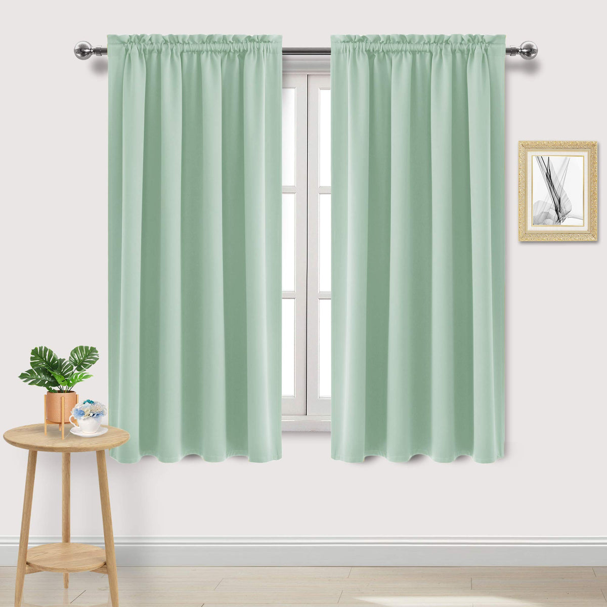 DWCN Blackout Curtains for Bedroom Living Room 42 x 63 Inch Long Black