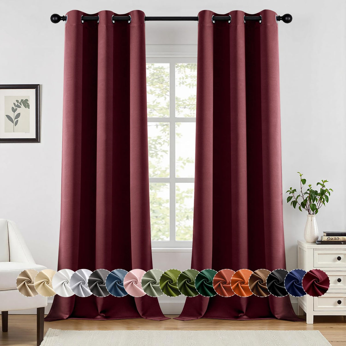 MIULEE Blackout Curtains for Bedroom 2 Panels 40 x 63 Inch Long Pink