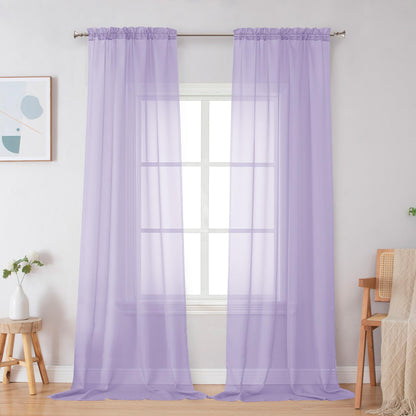 Simplebrand Black Sheer Curtains 84 Inches Long 2 Panels for Living Room