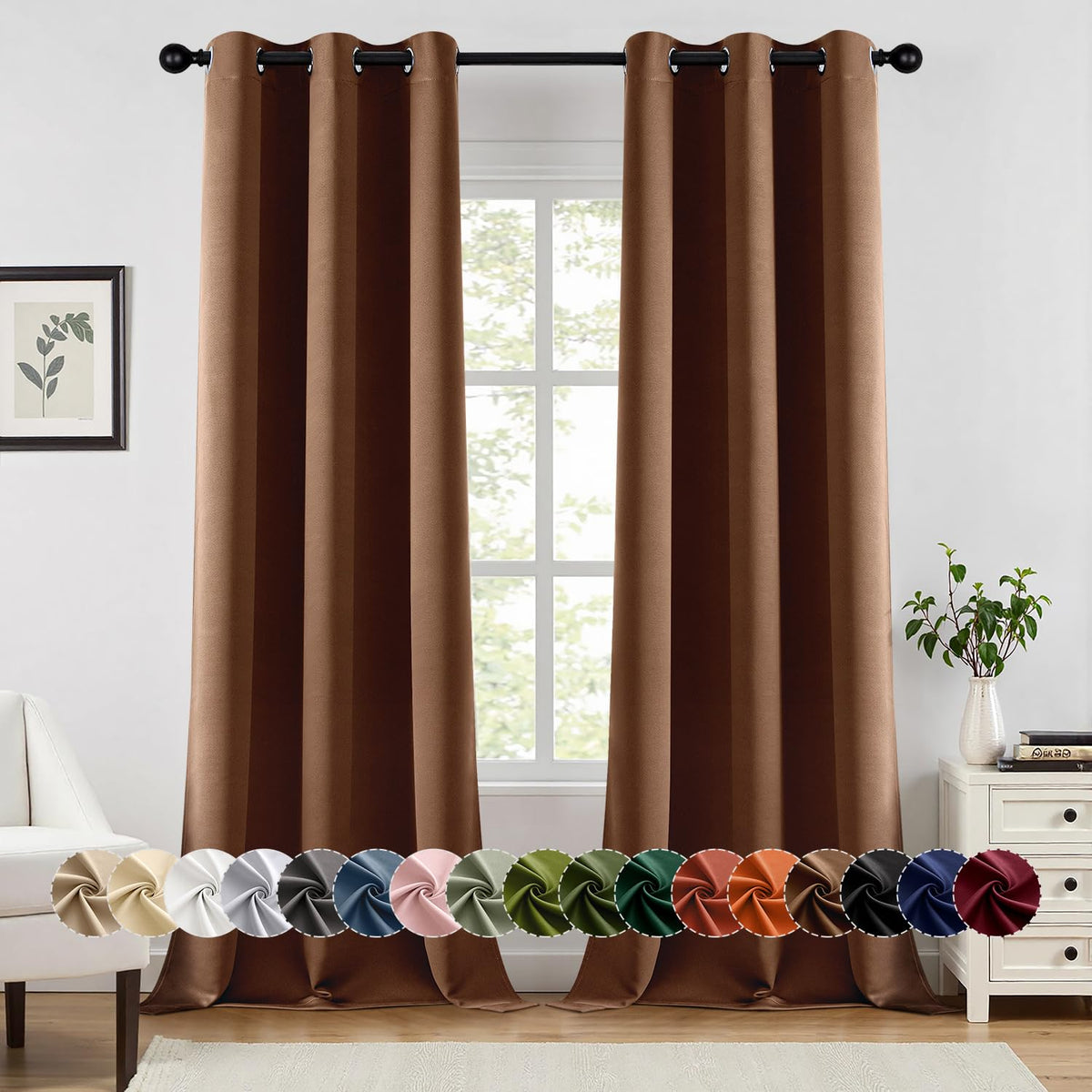 MIULEE Blackout Curtains for Bedroom 2 Panels 40 x 63 Inch Long Black