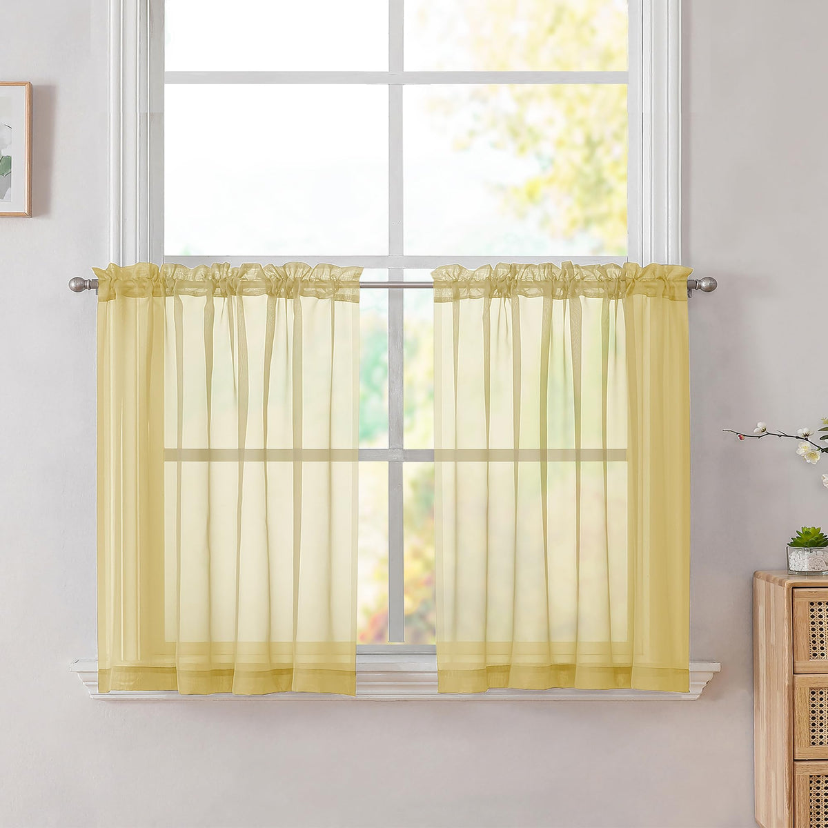 Simplebrand Black Sheer Curtains 84 Inches Long 2 Panels for Living Room