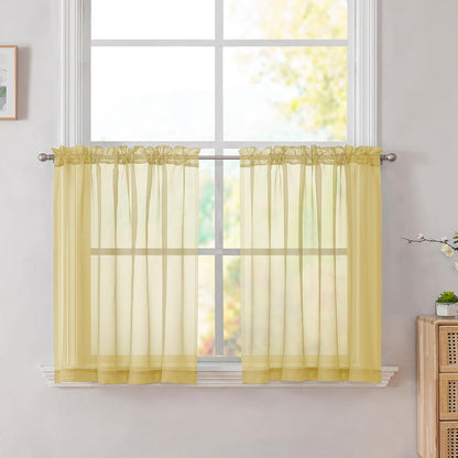 Simplebrand Black Sheer Curtains 84 Inches Long 2 Panels for Living Room