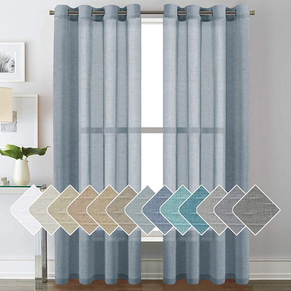 H.VERSAILTEX Natural Linen Sheer Curtains 84" 2 Panels Grommet