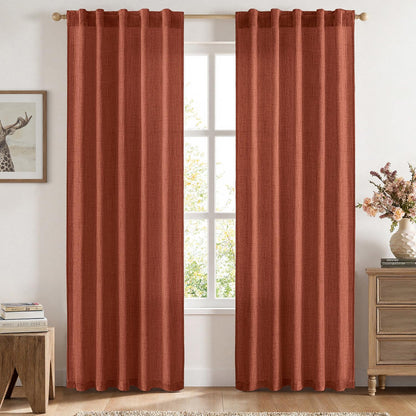 MIULEE Faux Linen Curtains 84 Inch Length 2 Panels Natural Semi Sheer Curtain with Back Tab Rod Pocket, Light Filtering Window Privacy Burlap Drapes for Living Room Bedroom 42W x 84L Linen