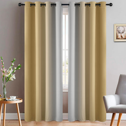 Yakamok Ombre Curtains Blue and Greyish White for Living Room,52Wx84L