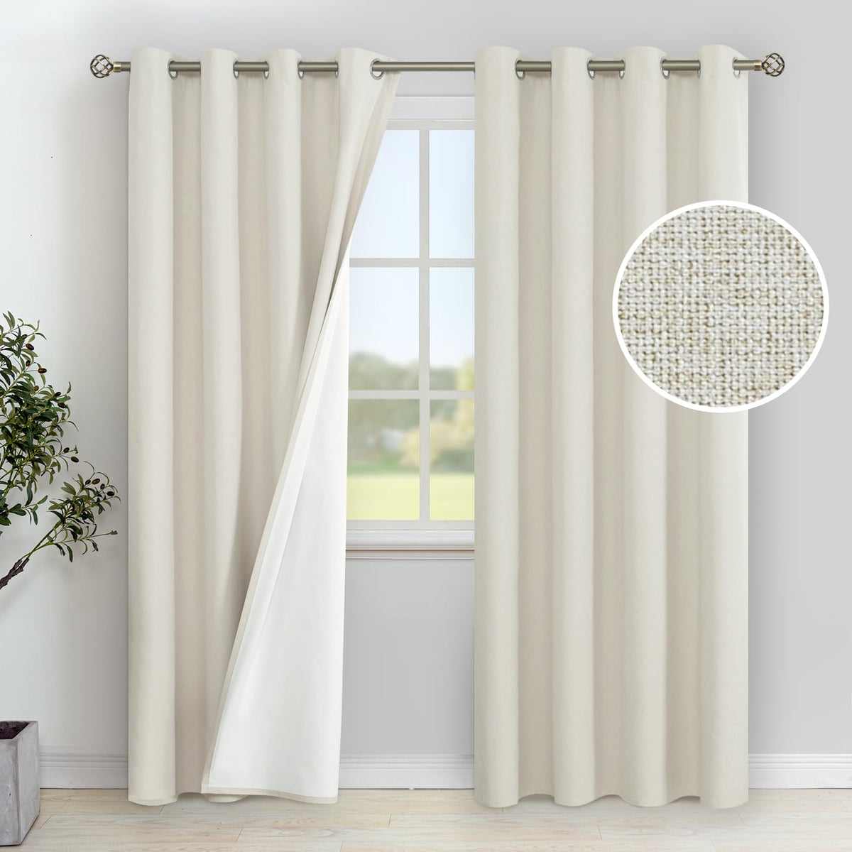 YoungsTex Black Blackout Curtains for Bedroom, Thermal Drapes Heat Blocking