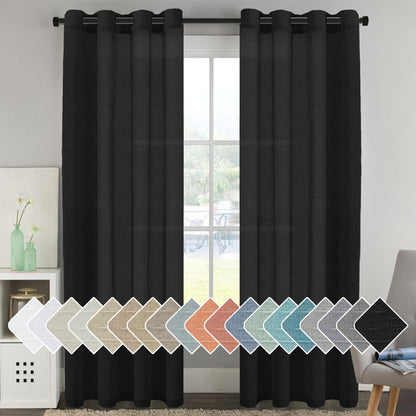 H.VERSAILTEX Natural Linen Sheer Curtains 84" 2 Panels Grommet
