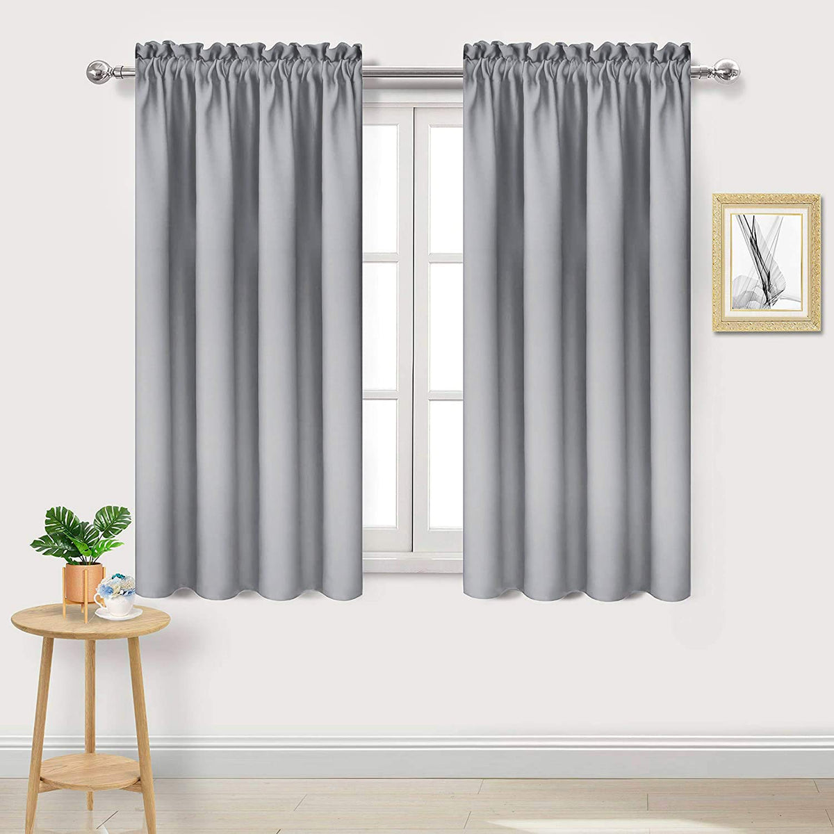 DWCN Blackout Curtains for Bedroom Living Room 42 x 63 Inch Long Black