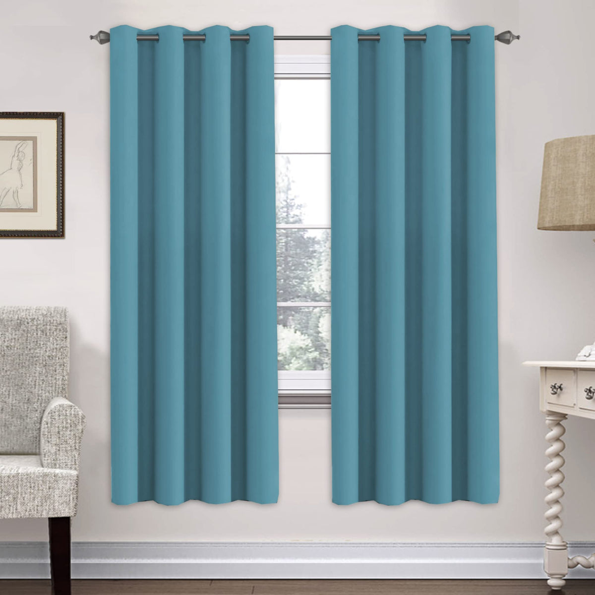 H.VERSAILTEX Blackout Curtains for Bedroom Thermal Insulated Room Darkening Living Room Curtains 63 Inch Long Grommet Privacy Protection Window Curtain Panels/Drapes for Nursery,2 Panels,Ivory/Cream