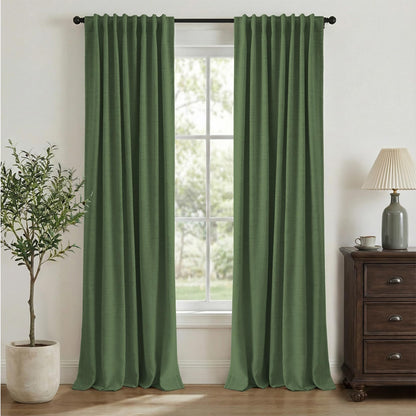 INOVADAY 100% Blackout Linen Curtains for Bedroom 50x84 Inches Cream