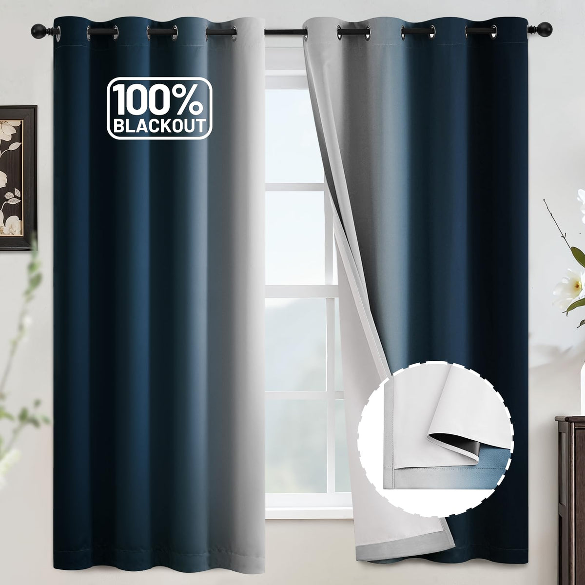 COSVIYA Grommet Room Darkening Ombre Purple Curtains W52xL63 inch