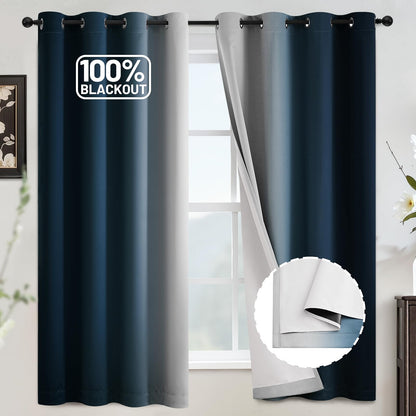 COSVIYA Grommet Room Darkening Ombre Purple Curtains W52xL63 inch