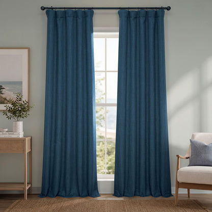 Faux Linen Curtains for Living Room (1 Panel) - 50W X 108L, Birch Taupe