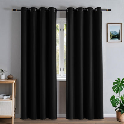 100% Blackout Curtains 84 inch Length Faux Linen (W52 x L84, Beige)