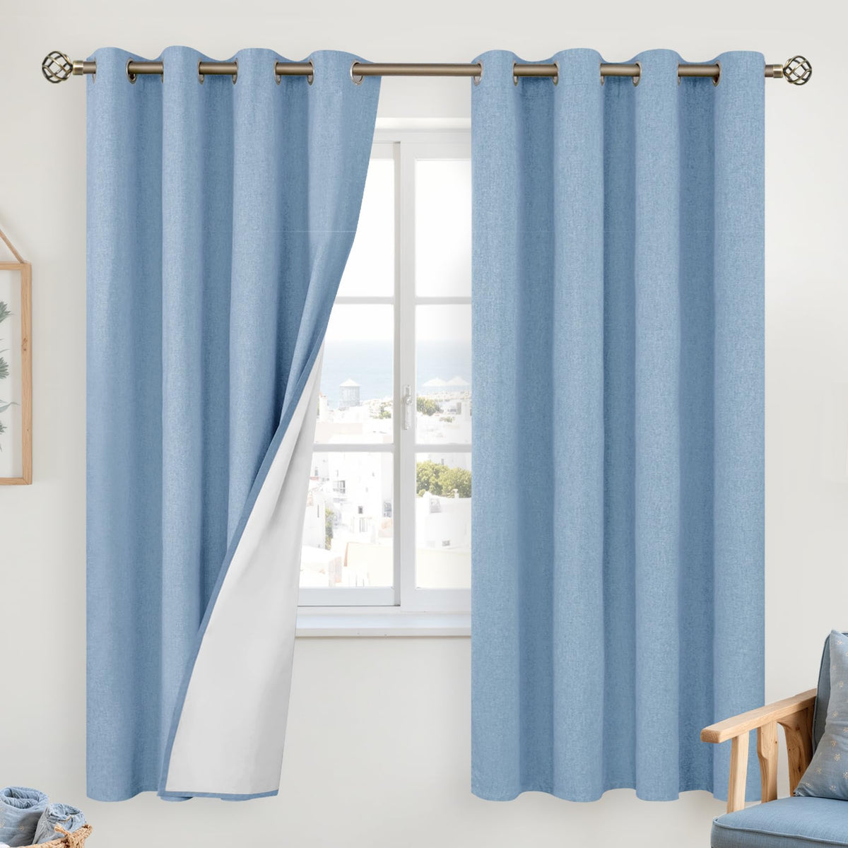 YoungsTex Black Blackout Curtains for Bedroom, Thermal Drapes Heat Blocking