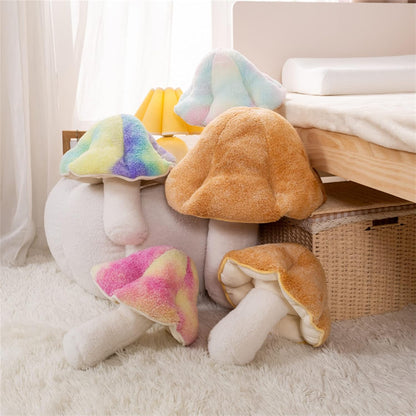 Mushroom Pillow Floor Pillow Sofa Cushion Home Decoration Pillows Reading Pillow (Khaki, 32cm)