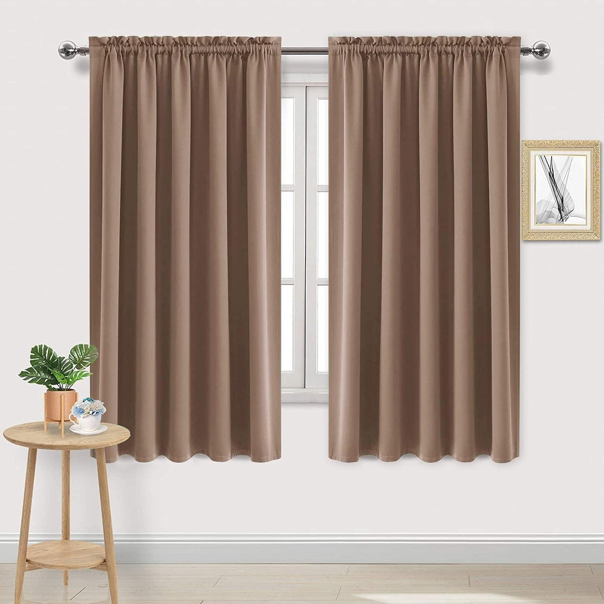 DWCN Blackout Curtains for Bedroom Living Room 42 x 63 Inch Long Black