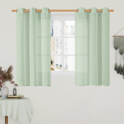LAMIT Cream Ivory Linen Semi Sheer Curtains 84 inch Length for Bedroom