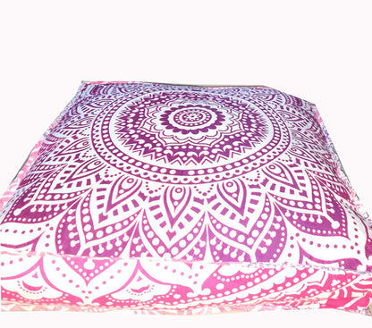 24" Black Gold Flower Mandala Barmeri Large Floor Pillow Cover Cushion Meditation Seating Ottoman Throw Cover Hippie Decorative Zipped Bohemian Pouf Ottoman Pom Pom Cases 24 " square