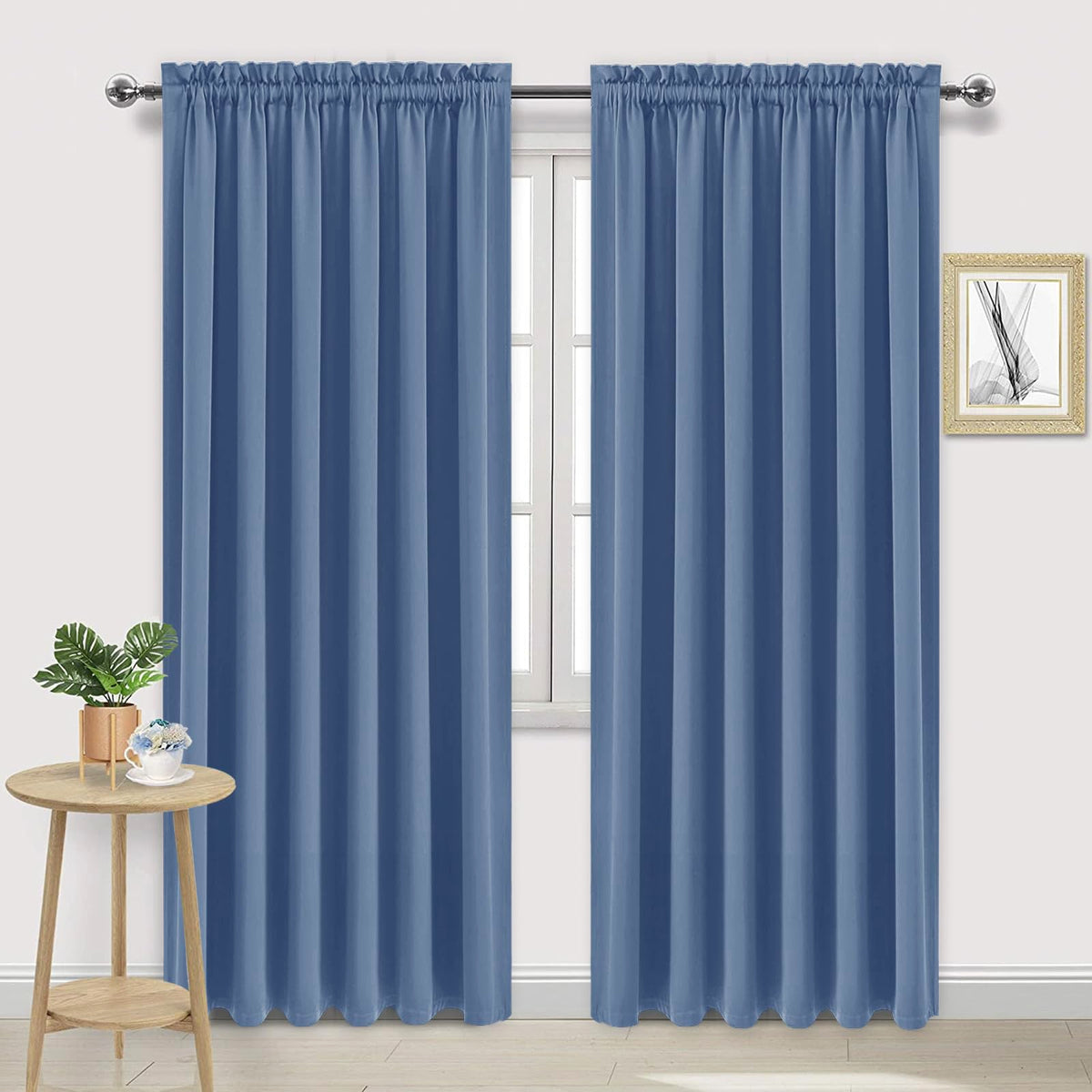 DWCN Blackout Curtains for Bedroom Living Room 42 x 63 Inch Long Black