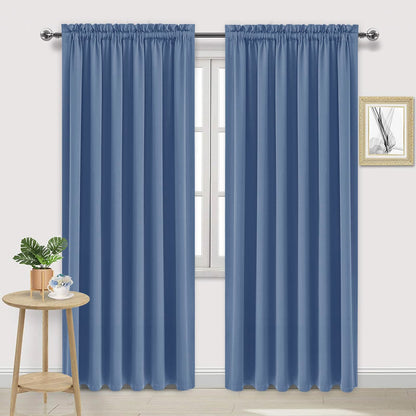 DWCN Blackout Curtains for Bedroom Living Room 42 x 63 Inch Long Black