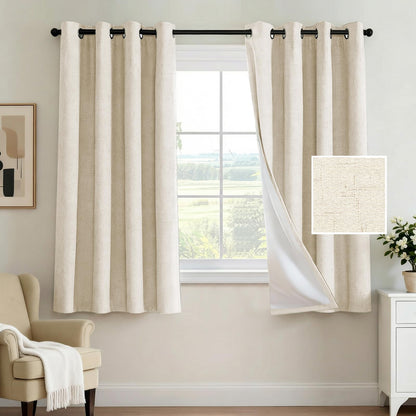 H.VERSAILTEX 100% Blackout Curtains for Bedroom 84 Inches Long Grommet Linen Face Full Light Blocking Curtain Drapes for Living Room Thermal Linen Look Curtains 2 Panels Set, 52" W x 84" L, Navy