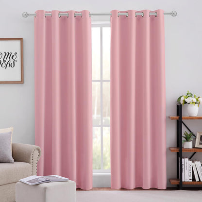 HOMEIDEAS Blackout Curtains for Bedroom 52 X 84 Inch Long 2 Panels Set Light Grey/Gray Room Darkening Curtains/Drapes, Soundproof Thermal Grommet Window Curtains for Living Room