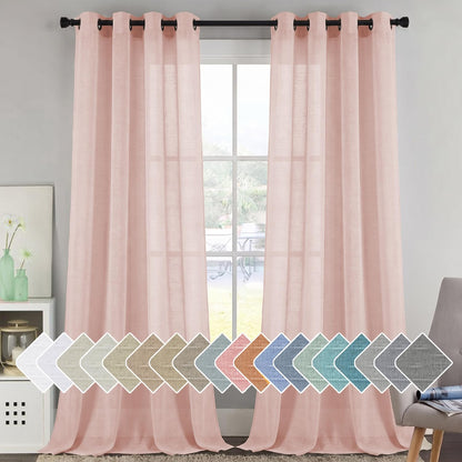 H.VERSAILTEX Natural Linen Sheer Curtains 84" 2 Panels Grommet