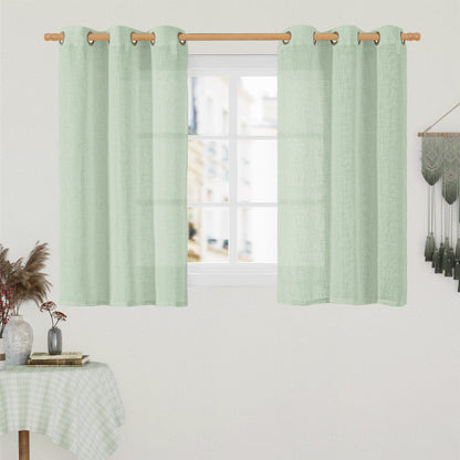 LAMIT Cream Ivory Linen Semi Sheer Curtains 84 inch Length for Bedroom