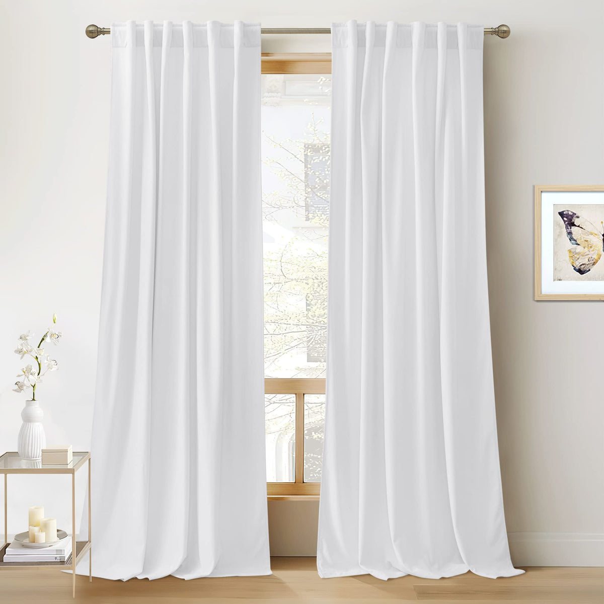 RYB HOME Blue Velvet Blackout Curtains for 84 inches Bedroom Living Room