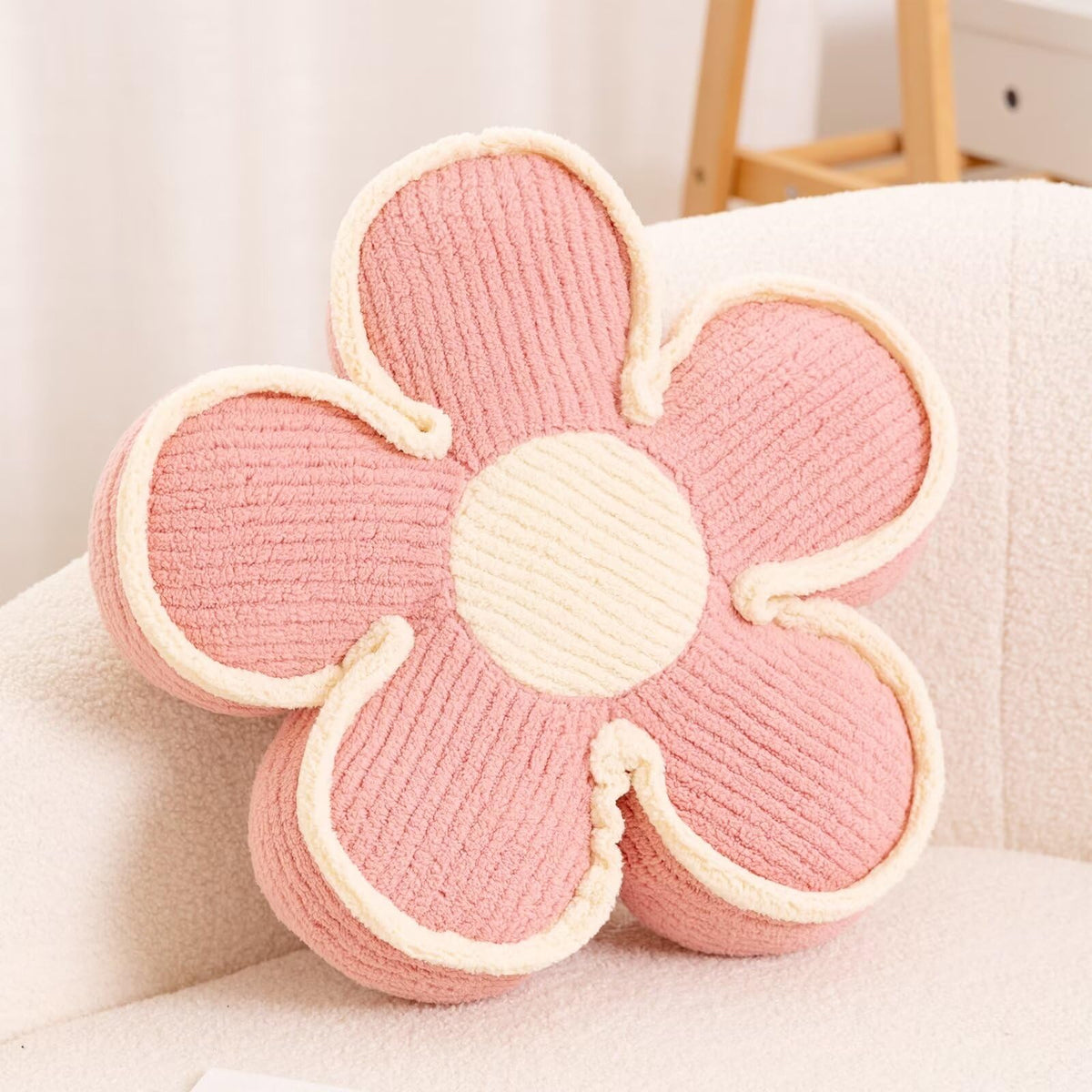 Kcvvcr Flower Pillow, Soft Flower Decorative Throw Pillow, Cute Daisy Flower Shaped Seating Floor Cushion Room Décor Plush Pillows for Sofa Couch Bed (13.7 Inch, Sage Green)
