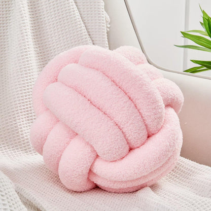 Uvvyui Knot Pillow Ball, Soft Home Decorative Round Throw Pillow, Handmade Knotted Plush Pillow, Round Boucle Pillow Cushion (8.6 Inches Ivory)