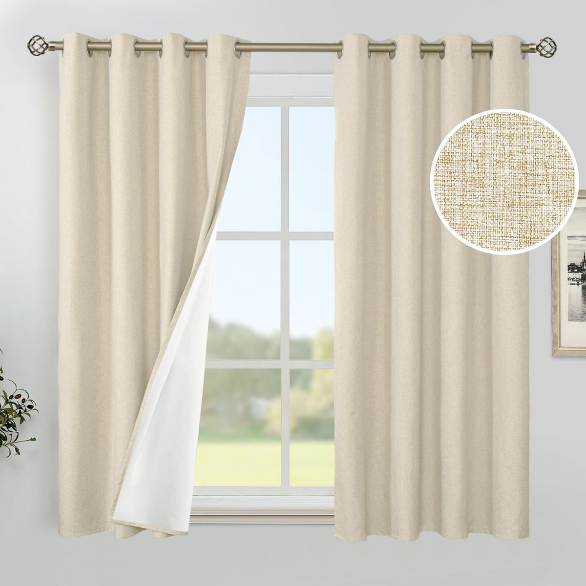 YoungsTex Black Blackout Curtains for Bedroom, Thermal Drapes Heat Blocking
