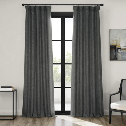 Faux Linen Curtains for Living Room (1 Panel) - 50W X 108L, Birch Taupe