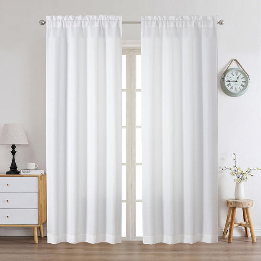 Chyhomenyc White Curtains 84 Inch Length 2 Panels 40Wx84L inches